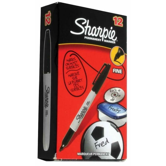 SHARPIE - Fine Bullet Tip Permanent Marker Pens - Pack of 12 (Black)