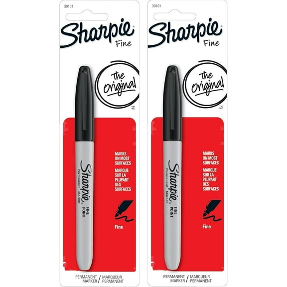 SHARPIE Fine Point Permanent Markers, 1 Black Marker 30101PP - Pack of 2