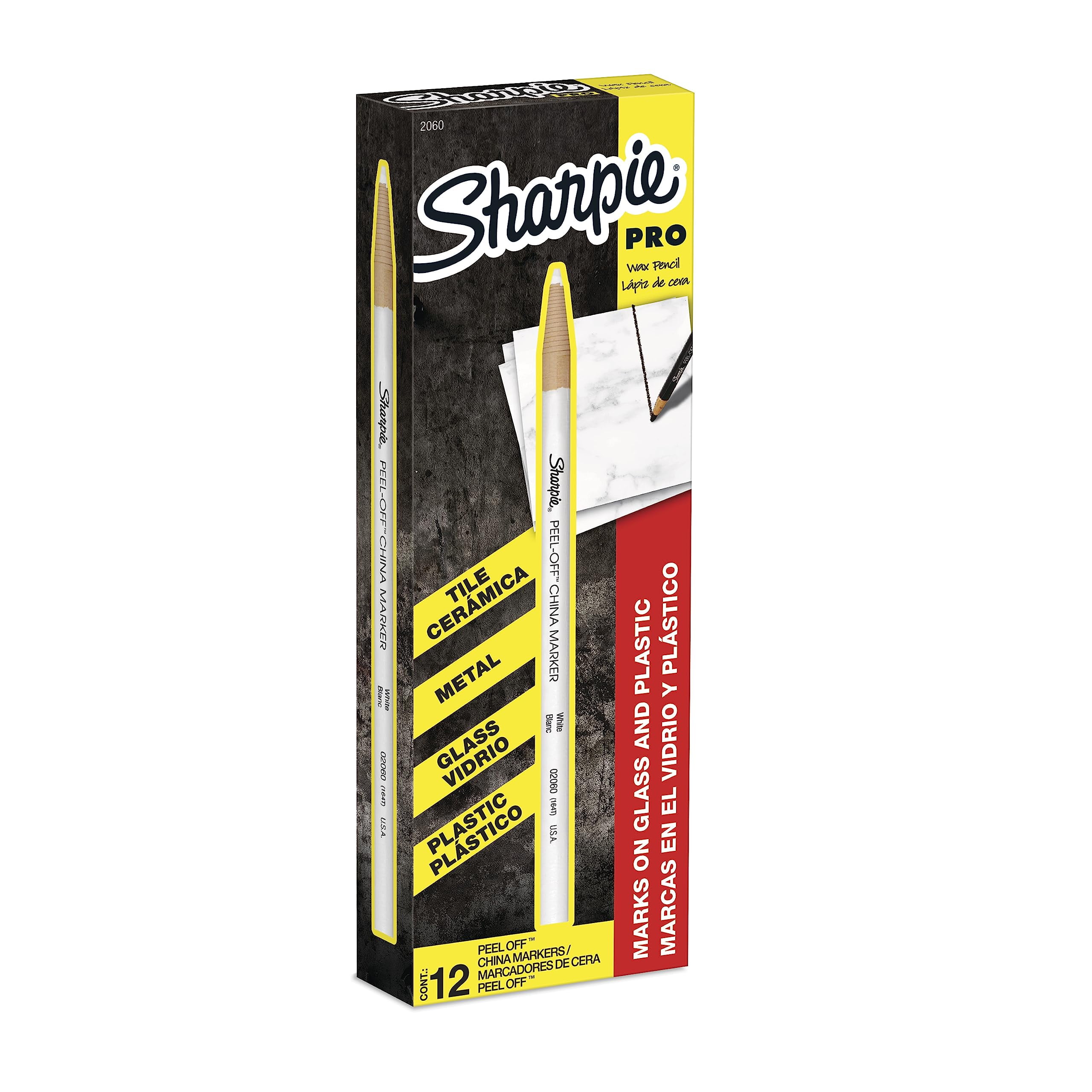 SHARPIE Peel-Off China Marker Grease Pencils, White, Box of 12 ...