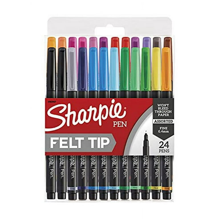 Felt Tip Pens, Fine Point (0.4mm), Black, Black, Box of 12