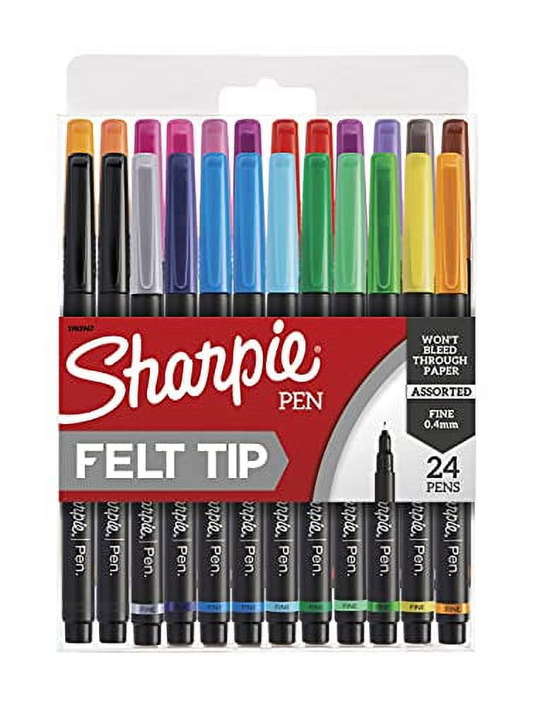 SHARPIE Pens Felt Tip Pens bright colors Plastic, Fine, 0.4mm, Assorted Inks, 24 Count