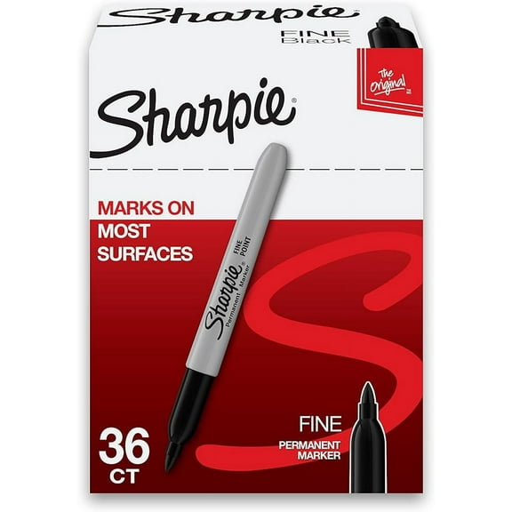 Sharpie Permanent Marker Fine Point - Black Ink - 36 Count