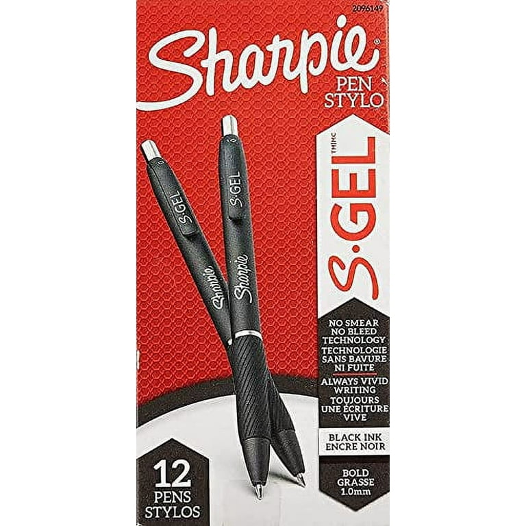 Sharpie S-Gel, Gel Pens, Bold Point 1.0mm, Black Ink Gel Pen, 12 Count