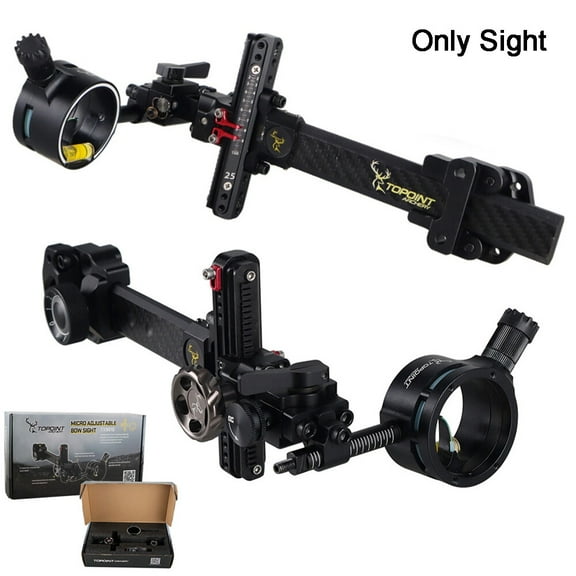 SHARROW 1 Pin Compound Bow Sight Carbon 4X 6X 8X Lens 0.019" Adjustable Archery Hunting