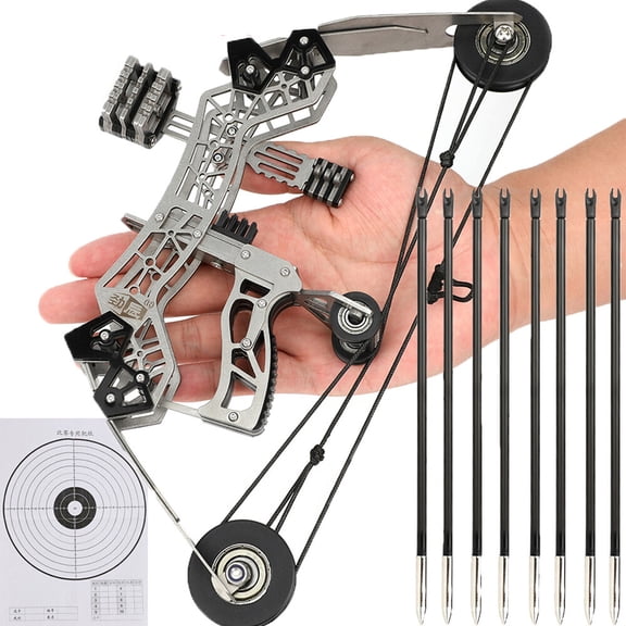 AMEYXGS 10" Archery Compound Bow 12lbs Arrow Set Shooting Gift Pocket Bow Kid Toy Target