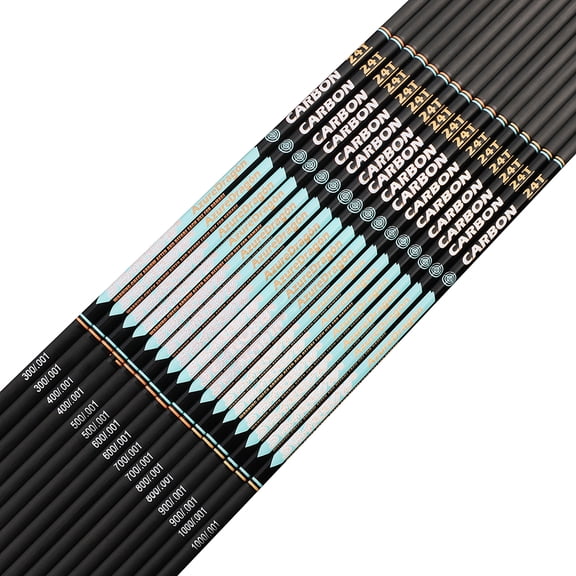 SHARROW 24T Archery Pure Carbon Arrow Shafts ID4.2mm +/-.001" +/-.003 SP 300-1000(12 Pack)