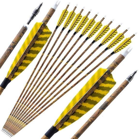 SHARROW 30" Carbon Arrows SP500 Hunting Arrows 4" Feather Archery Compound Recurve Bow