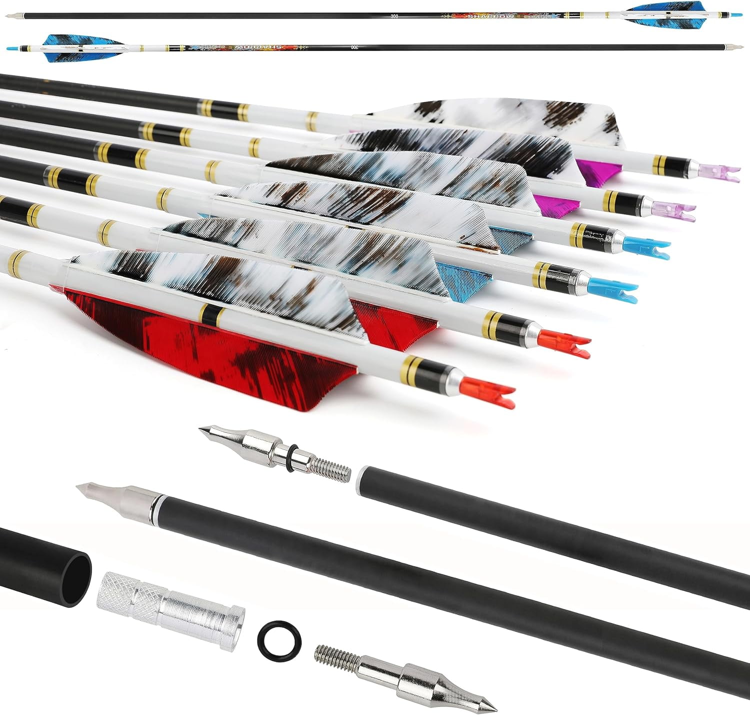 SHARROW 31" Pure Carbon Arrows Archery Hunting Arrows 250 300 350 400