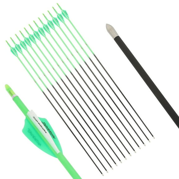 SHARROW 32" 24T Pure Carbon Arrow Spine 400-1000 I04.2mm Recurve Bow Hunting(12 Pack)