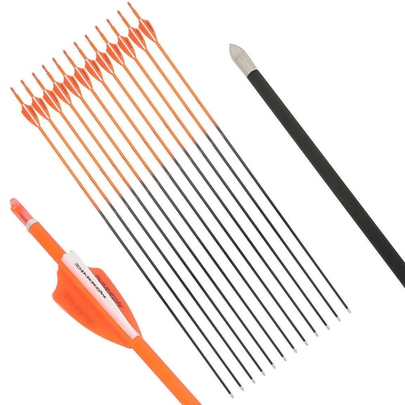 SHARROW 32" 24T Pure Carbon Arrow Spine 400-1000 I04.2mm Recurve Bow Hunting(12 Pack)