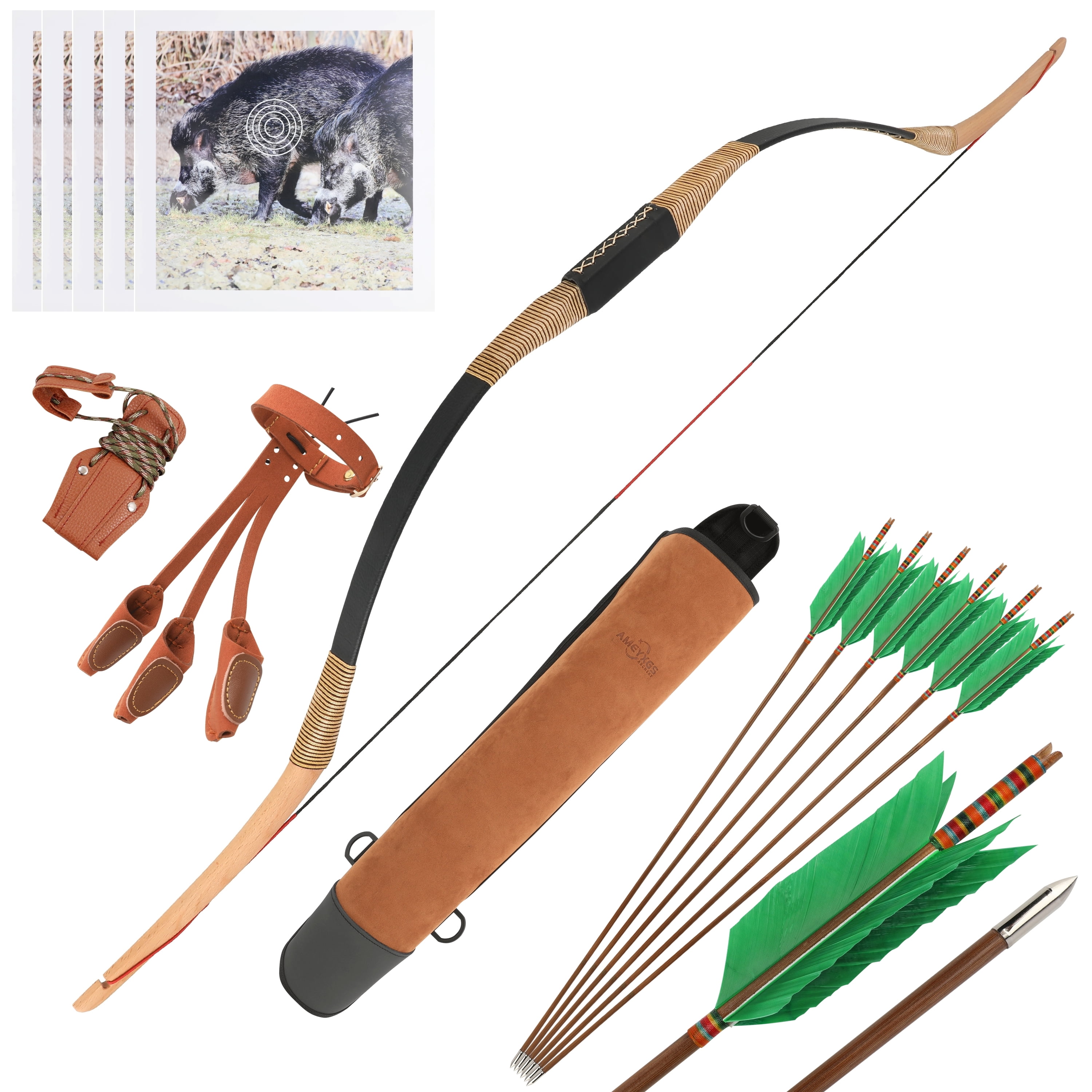 SHARROW 55" Handmade Horse Bow Traditional Take-Down Bow 20-35 lbs with ...
