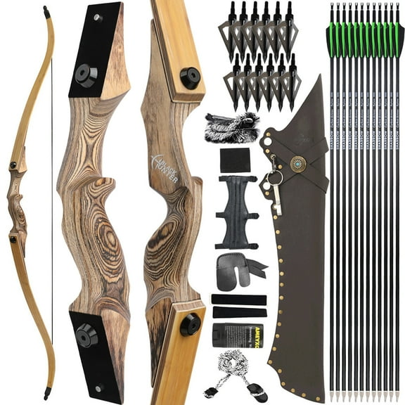 SHARROW 60" Takedown Recurve Bow Carbon Arrow Set 20-60lbs Limb Bamboo Core Archery Hunting US STOCK