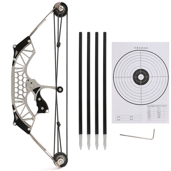 AMEYXGS 7.9" Mini Compound Bow Kit Arrows Target Shooting Archery Toy Gift Pocket Bow