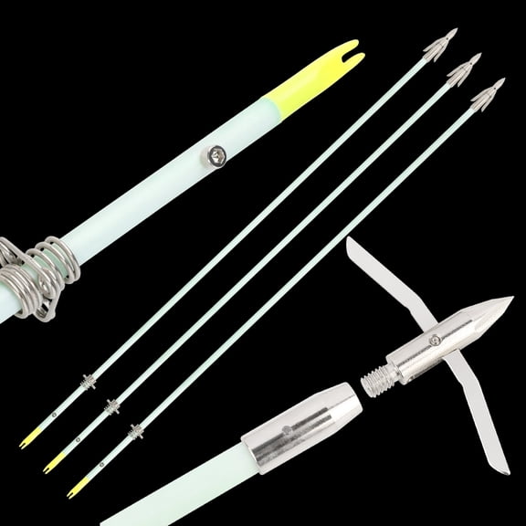 SHARROW Night Glow Bowfishing Arrows 34" Broadheads Solid Fiberglass Bow Fishing Hunting