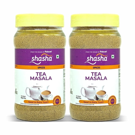 SHASHA Authentic Masala Chai Tea Powder – Traditional Indian Spiced Tea Mix with Cardamom, Clove – Unsweetened Tea Masala, 3.52 oz (Pack of 2)