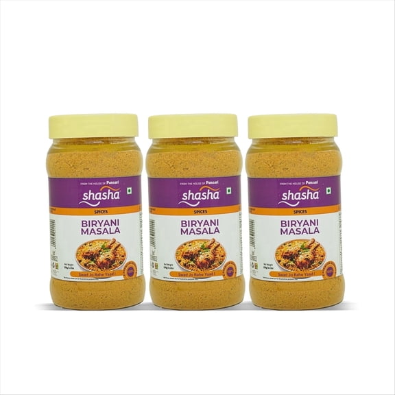 SHASHA Indian Biryani Masala Seasoning Spice, 3.52 oz, Authentic Desi Spices Mix for Chicken, Meat & Flavorful Layered Rice, Suitable for Vegetarians & Vegans, Easy to Use Medium