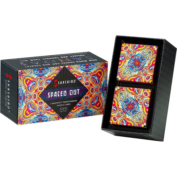 SHASHIBO Gift Box of 2 - Award-Winning, Patented Fidget Cube w/ 36 Rare Earth Magnets - Extraordinary 3D Magic Cube – Shashibo Cube Magnet Fidget Toy Transforms Into Over 70 Shapes (Spaced Out)