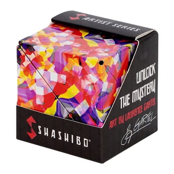 SHASHIBO Magnetic Fidget Cube That Transforms Into Over 70 Shapes, Confetti by Laurence Gartel, 1 Pack