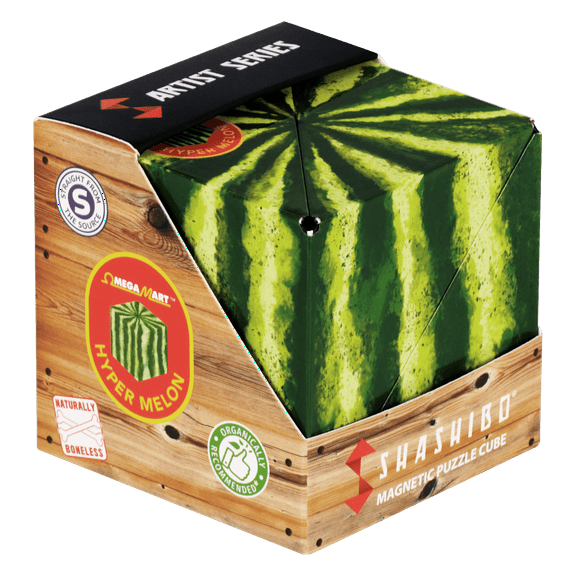 SHASHIBO Shape Shifting Box - STEM Magnetic Fidget Cube That Transforms Into Over 70 Shapes, Meow Wolf HyperMelon, 1 Pack