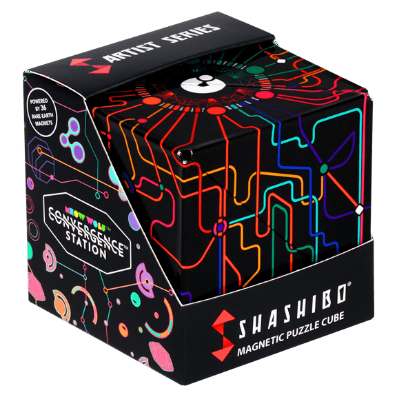 SHASHIBO Shape Shifting Box - STEM Magnetic Fidget Cube That Transforms Into Over 70 Shapes, Meow Wolf Q Dot Map, 1 Pack