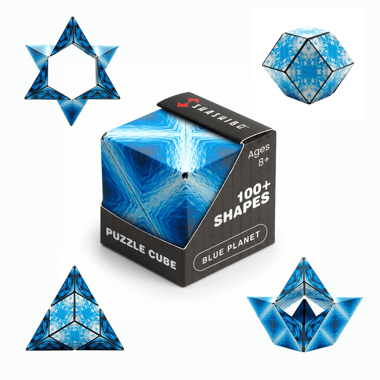 SHASHIBO - Magnetic Puzzle Toy, 3D Geometric Magic Cube - Blue