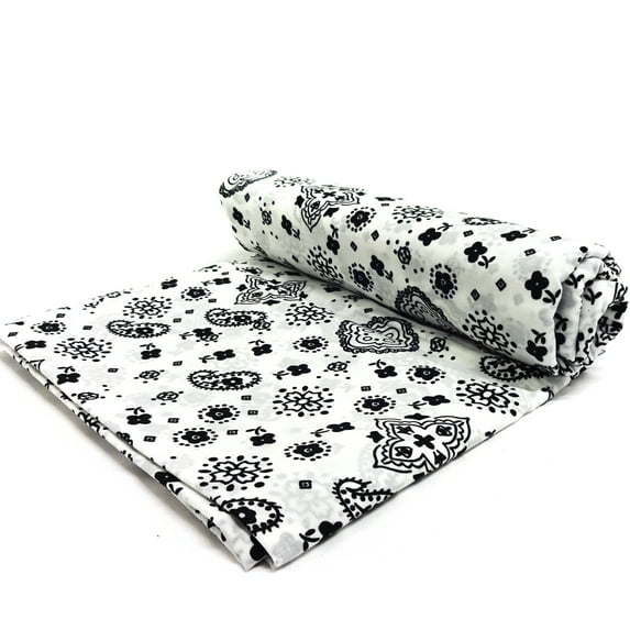 SHASON TEXTILE (3 Yards cut) CRAFT PROJECTS POLY COTTON PRINT BANDANA, WHITE, Available In Multiple Colors