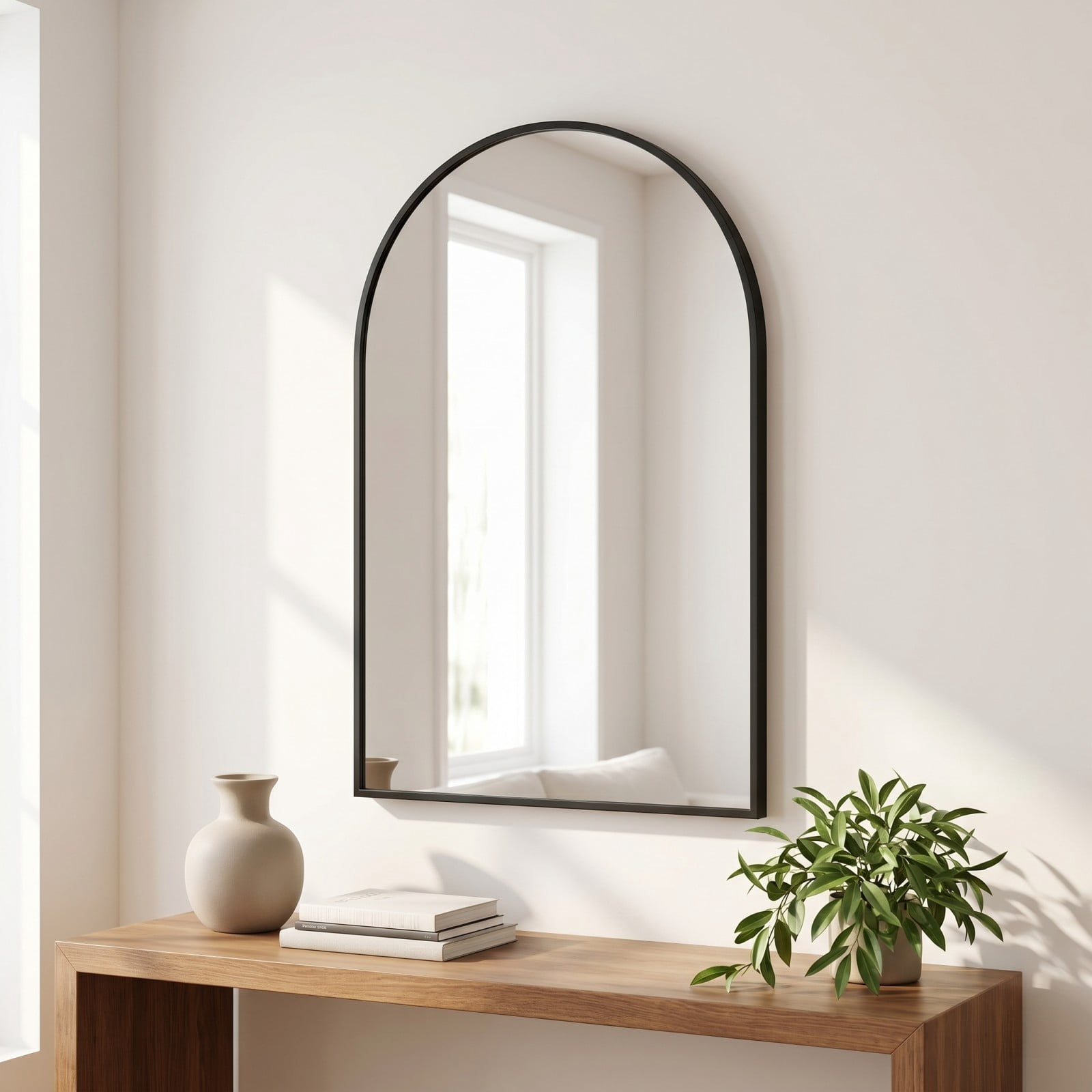 SHATTERVIEW 22"x30" Arched Bathroom Mirror Vanity Wall Mounted Mirror, Black