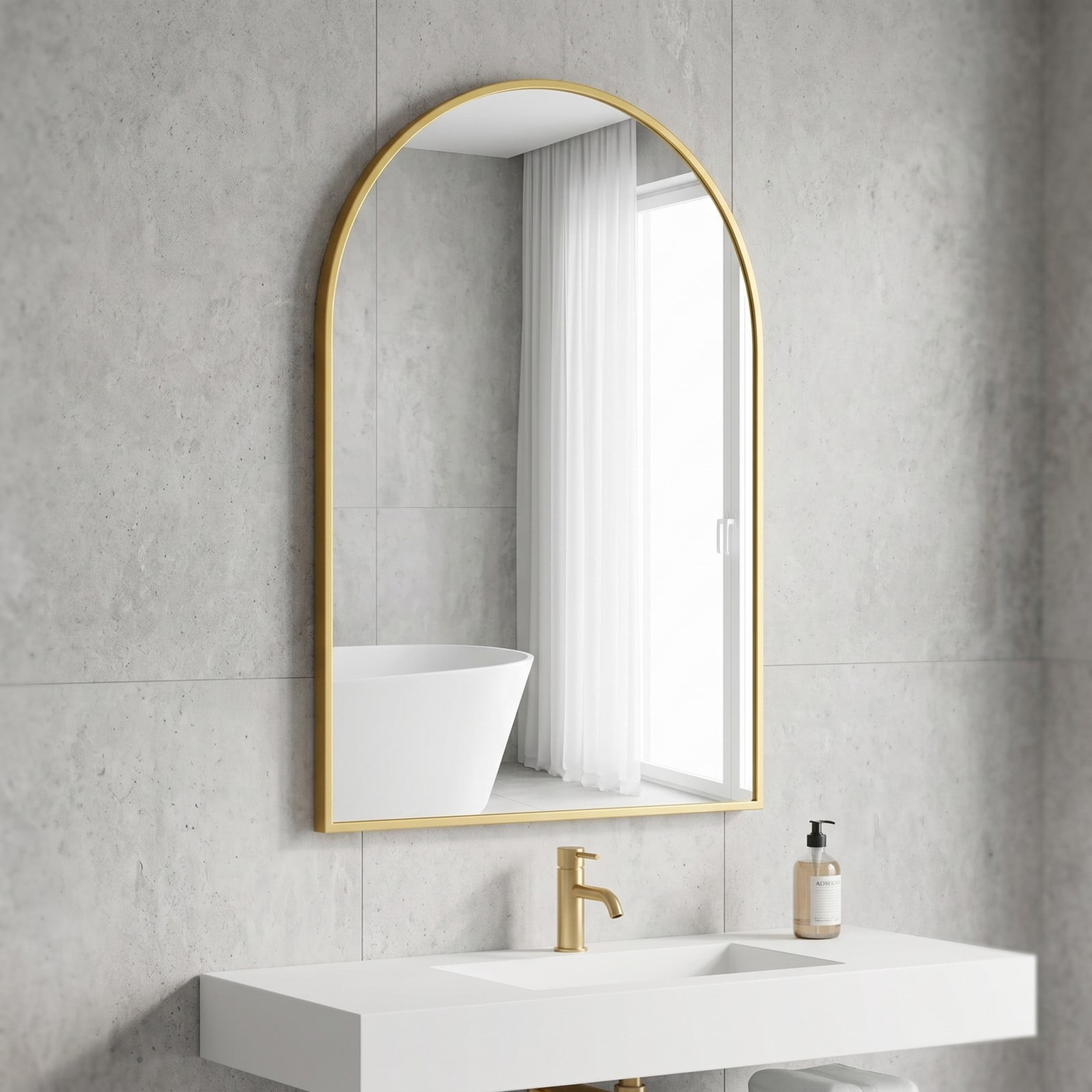 SHATTERVIEW 22"x30" Arched Bathroom Mirror Vanity Wall Mounted Mirror, Gold