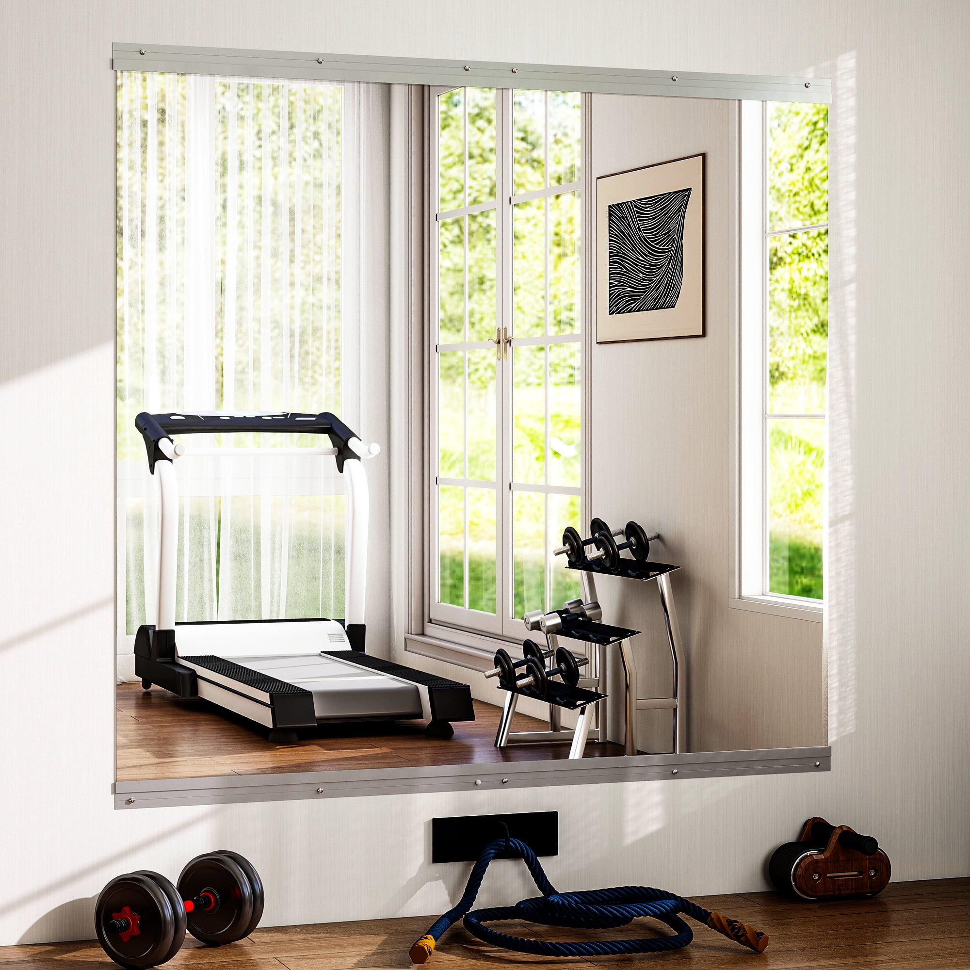 SHATTERVIEW 34"x76" 2pcs Home Gym Yoga Mirror Wall-mounted Full-length Frameless Mirror