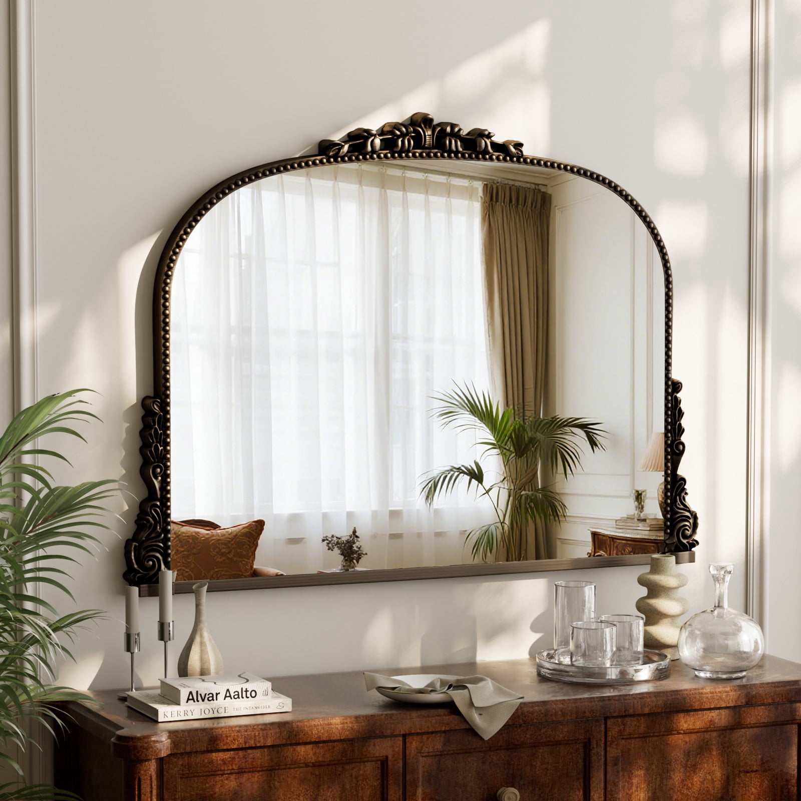 SHATTERVIEW 36"x 27" Bathroom Mirror Vintage Wall Mirror Arched Vanity Mirror Vintage Home Decor, Antique Bronze