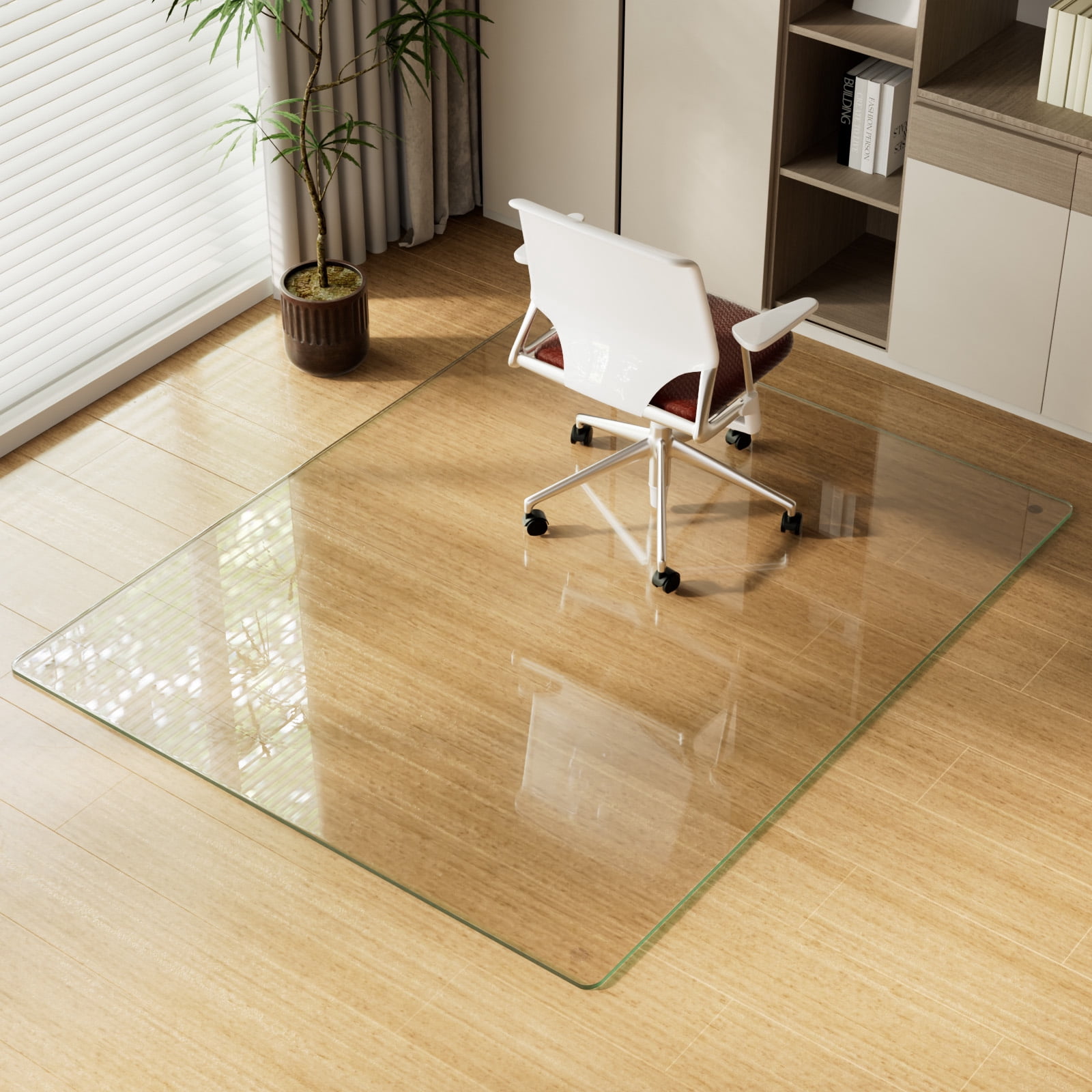 SHATTERVIEW 46"x55" Office Chair Mat Tempered Glass Mat for Carpeted Floors,Clear