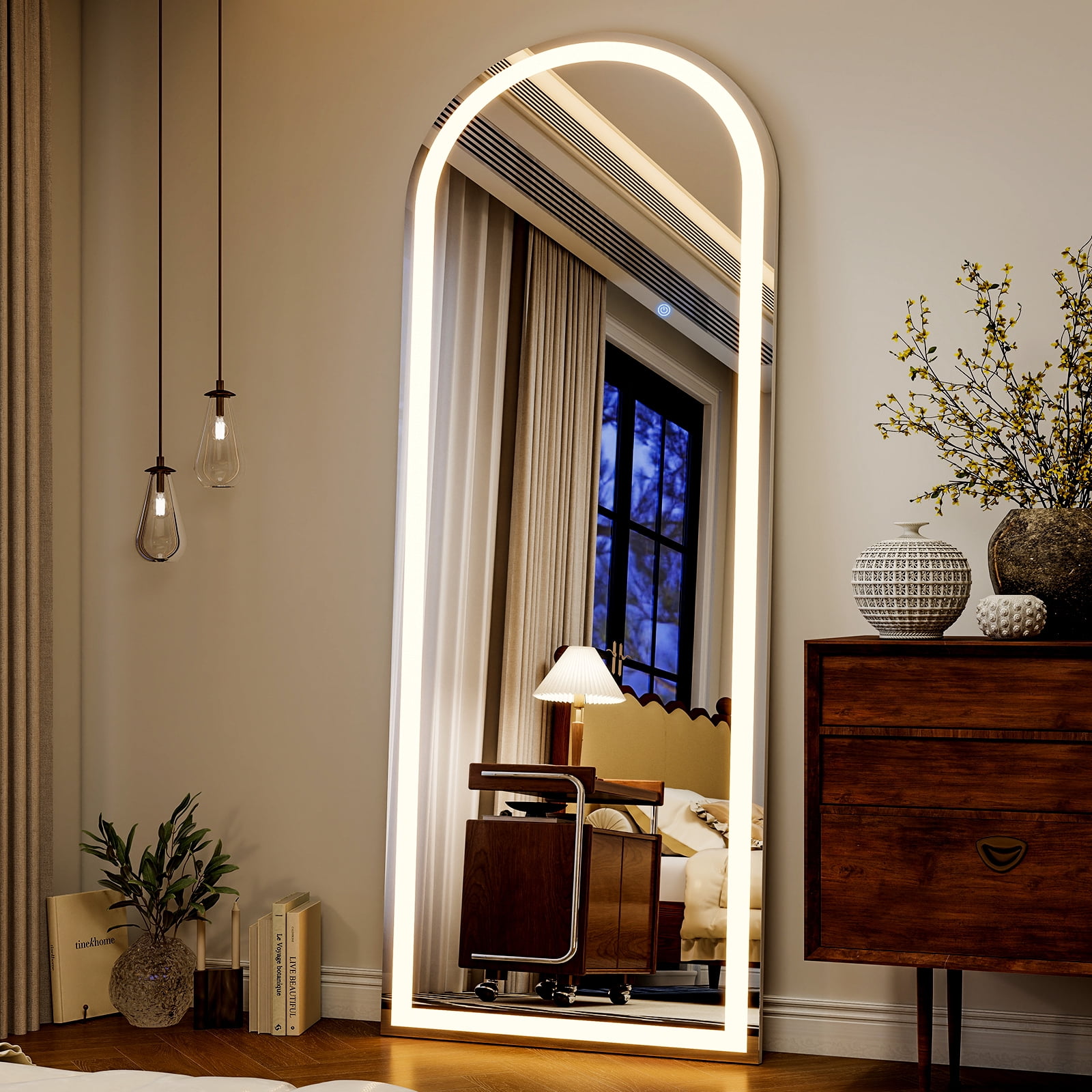 SHATTERVIEW 68"x26" Arched Full Length Mirror with Lights LED Floor Mirror