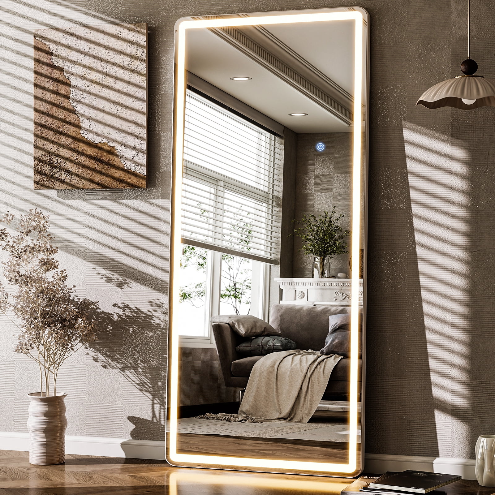SHATTERVIEW 71"x30" Full Length Mirror with Lights LED Floor Mirror