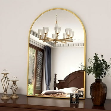 SHATTERVUE 24"x 16.1" Arched Vanity Mirror Bathroom Mirror Wall Mounted, Gold