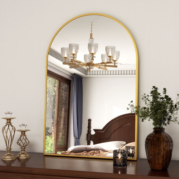 SHATTERVUE 24"x 16.1" Arched Vanity Mirror Bathroom Mirror Wall Mounted, Gold