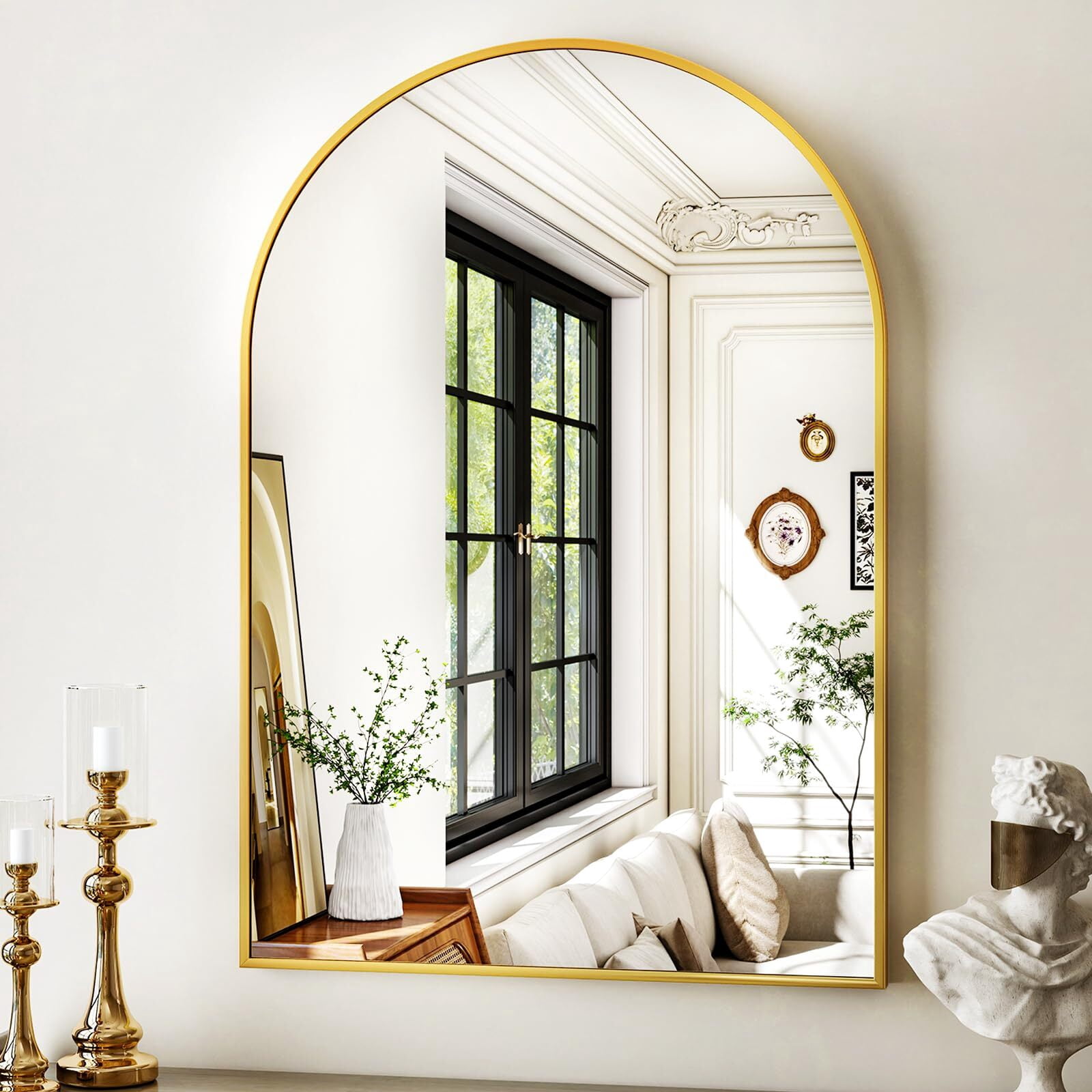 SHATTERVUE 30"x 20.1"Arched Bathroom Mirror Wall Mounted Mirror,Gold