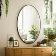thumbnail image 1 of SHATTERVUE 38"x26" Oval Bathroom Mirror Wall Mounted Mirror with Metal Frame, Black, 1 of 6