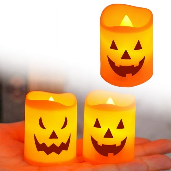 SHATUOA 6 Pack Halloween LED Night Light Pumpkin Party Candle Light For Home Indoor Outdoor Festive Decoration Scary Atmosphere Prop