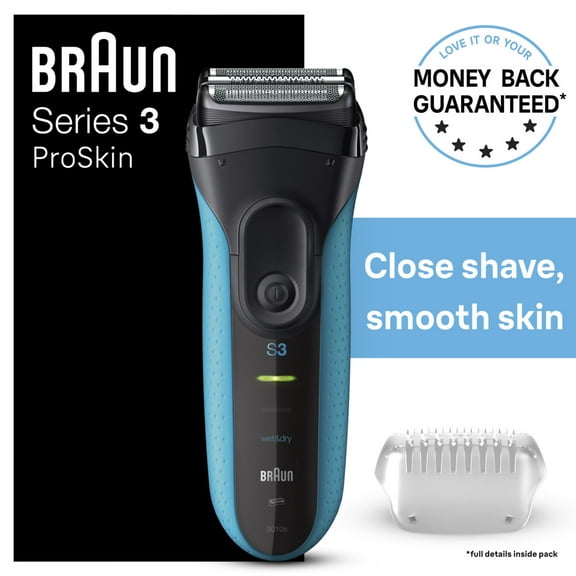 Braun Series 3 3010s Wet & Dry Men's Rechargeable Electric Shaver with Protective Cap