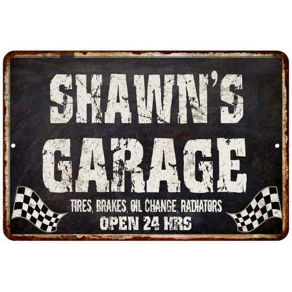 SHAWN'S Garage Black Grunge Sign 8 x 12 High Gloss Metal 208120005228