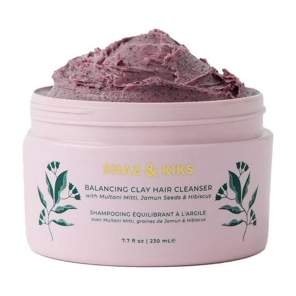 SHAZ & KIKS Balancing Clay Hair Cleanser | Sulfate-Free,Clarifying Shampoo for All Hair Types | Strengthen Roots and and Reduce Hair Shedding with Indian Clay and Hibiscus