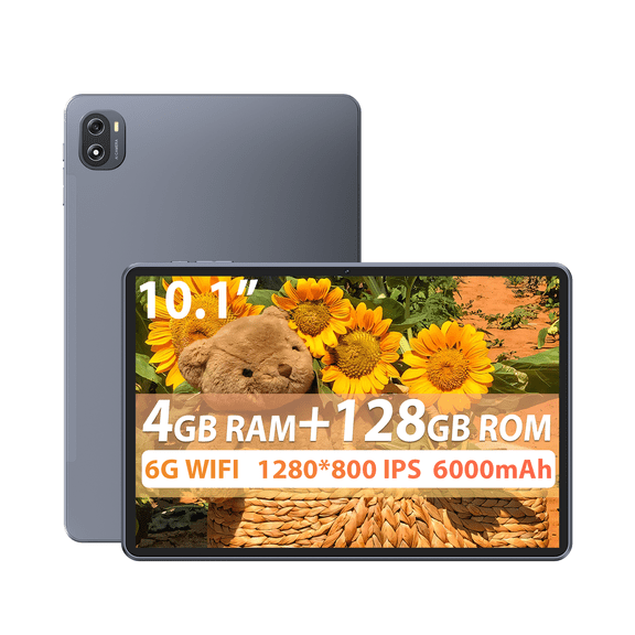 SHBIV 10.1" Android 15 Tablet, RAM 4GB, ROM 128GB (128GB Expand), Octa-Core Processor, WiFi 6 BT5.4, 6000mAh IPS Touch Screen Tablets, Gray