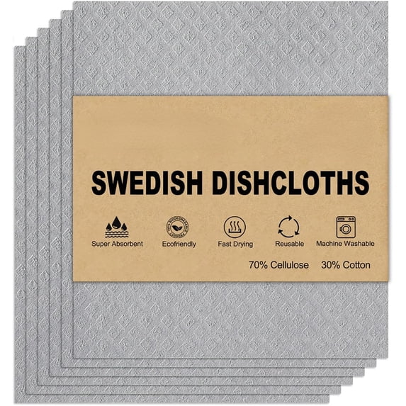 SHBOTO Swedish Dishcloths for Kitchen | 10 Pack Absorbent Cellulose Sponge Cloths Washable | Non-Scratch Reusable Paper Towels Quick Drying Cleaning Rag