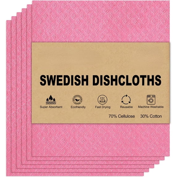 SHBOTO Swedish Dishcloths for Kitchen | 10 Pack Absorbent Cellulose Sponge Cloths Washable | Non-Scratch Reusable Paper Towels Quick Drying Cleaning Rag