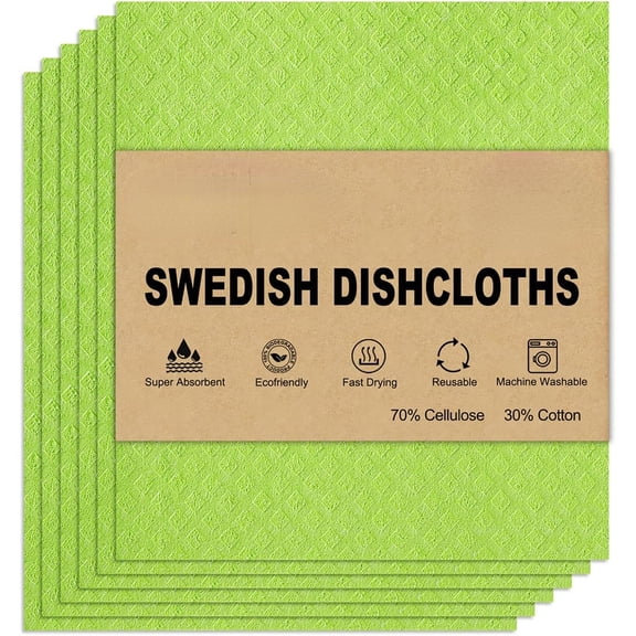 SHBOTO Swedish Dishcloths for Kitchen | 10 Pack Absorbent Cellulose Sponge Cloths Washable | Non-Scratch Reusable Paper Towels Quick Drying Cleaning Rag