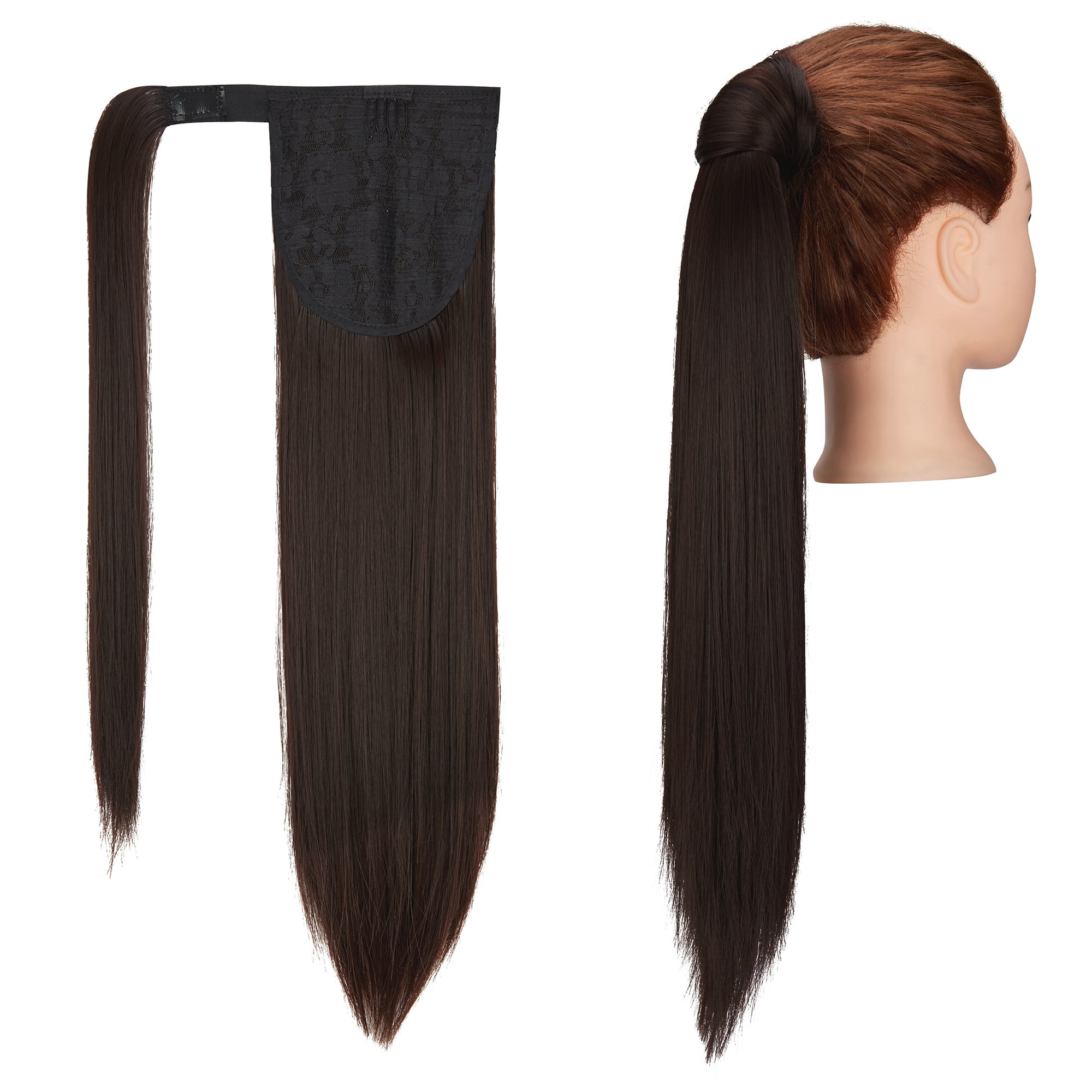 Long brown Ponytail hair Topper piece Clipin 2020 Amazon.com : 14 main image 2