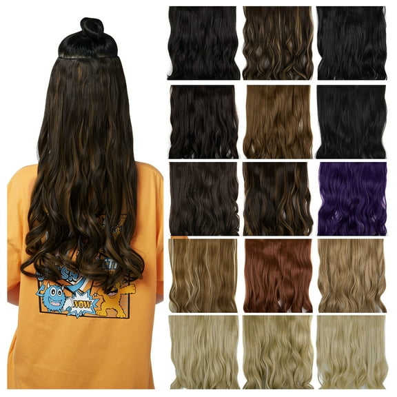 SHCKE 20 Inch Curly Hair Extension for Women Invisible Hair Extensions with Transparent Adjustable Wire Removable Secure Clips Synthetic Hairpiece Natural Black