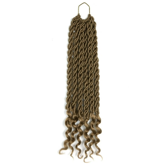 SHCKE 20" Long Braided Hair Wig Locs Crochet Hair Ginger Brown Dreadlock Wig Synthetic Curly Wavy Crochet Hair for Women