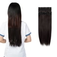 thumbnail image 1 of SHCKE 24" 3Pcs Clip in Hair Extensions Straight Hair Extensions Synthetic Fiber Clip On Hair Extensions for Women Dark Brown, 1 of 5