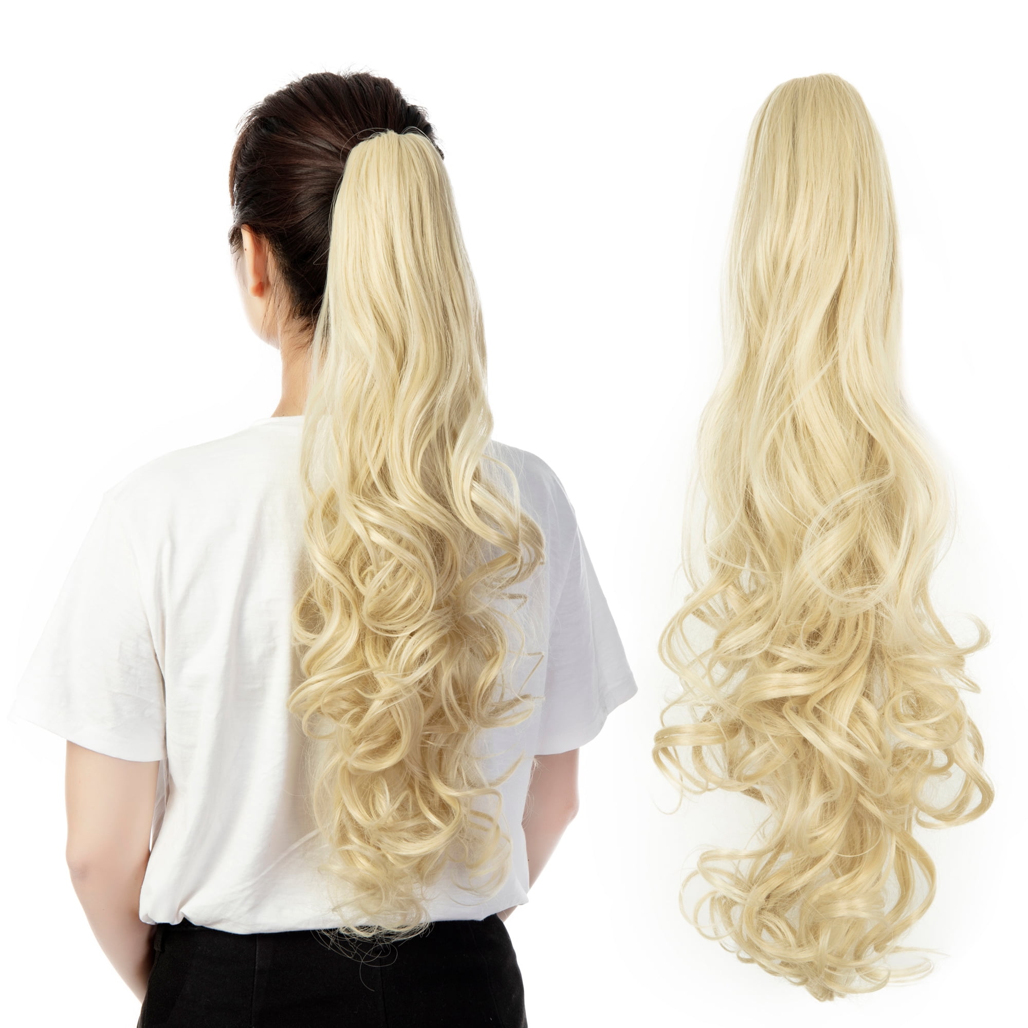 24 Inch Claw Clip Ponytail Extension - Long Curly Synthetic Hairpiece for Women Long Wavy Ponytail Extensions 24 Inch Claw Clip In Synthetic  main image 4